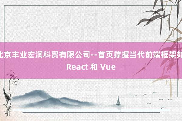 北京丰业宏润科贸有限公司--首页撑握当代前端框架如 React 和 Vue